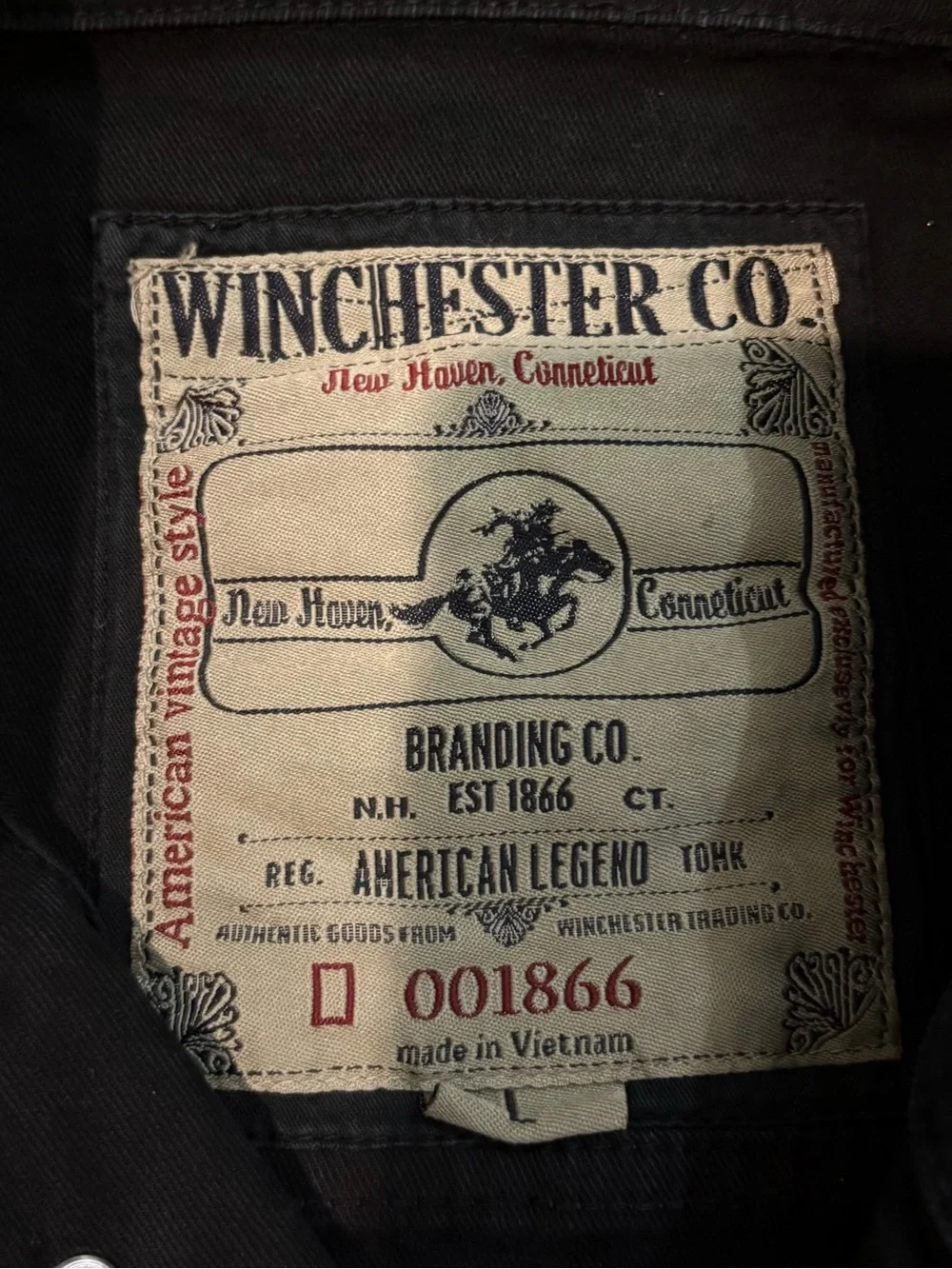 Winchester Co Black Jean Biker Vest Jacket Denim Size L Rare Unique-MSRP $78 New